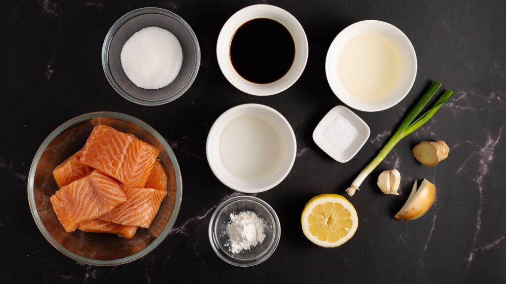 Ingredients for air fryer teriyaki salmon