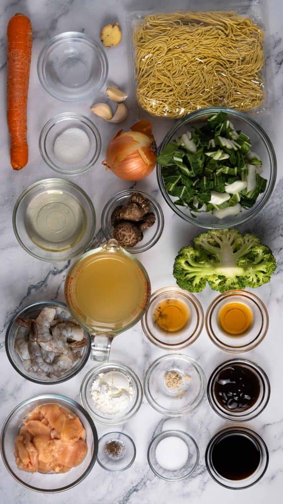 Ingredients for Cantonese Chow mein