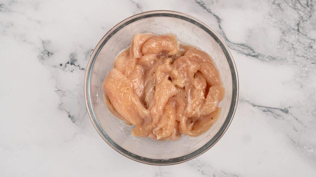 Marinated sliced chicken breast