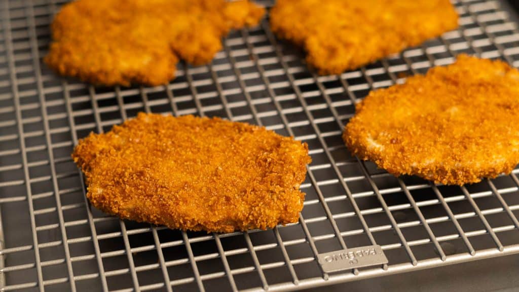Pork katsu on a cooling rack