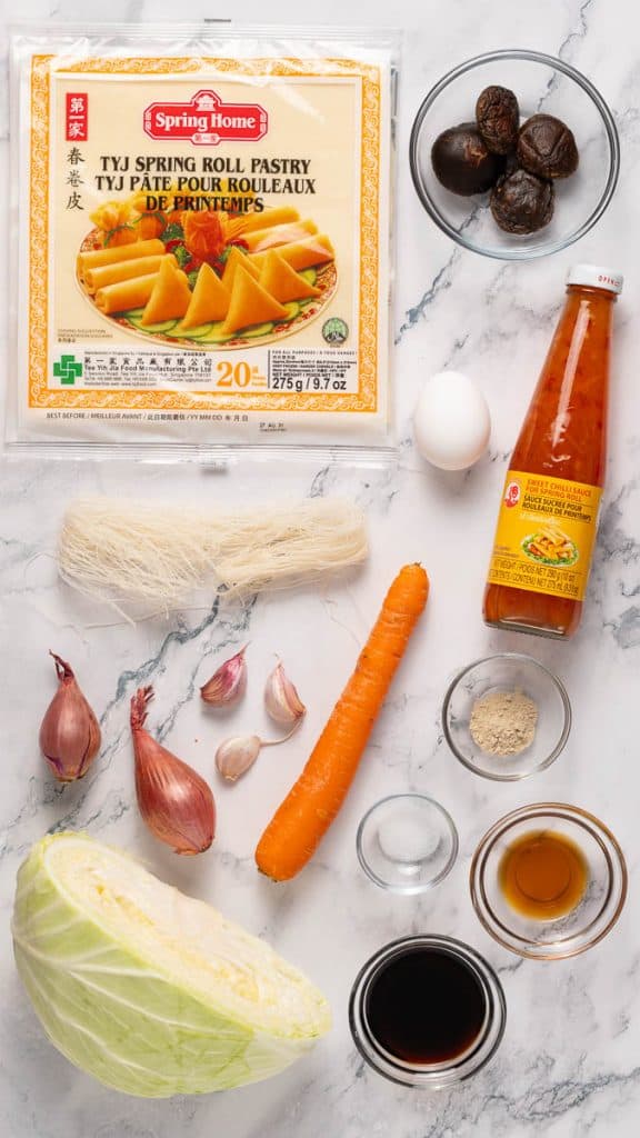 Ingredients for vegetarian spring rolls