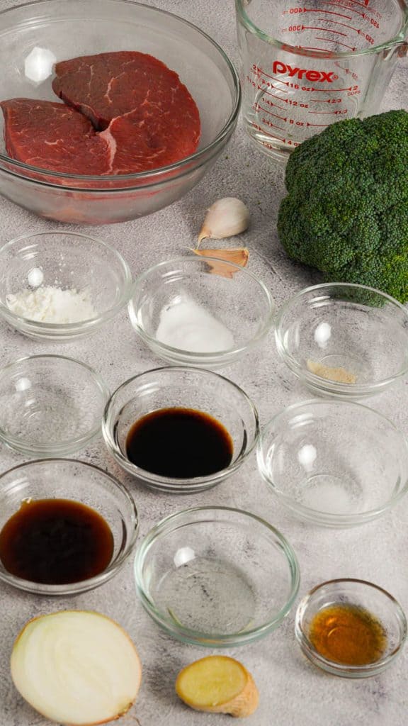 Ingredients for beef and broccoli