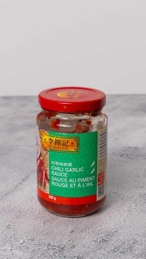 A jar of chili garlic sauce or doubanjiang