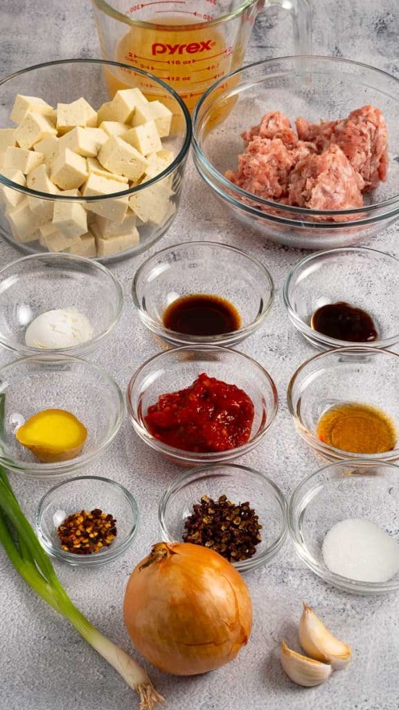 Ingredients for mapo tofu